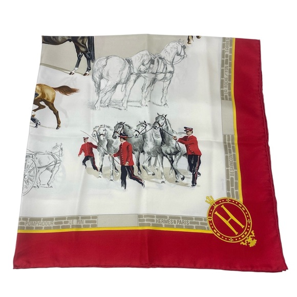 Hermes Vintage Scarf Carre 90” LES HARAS Nationaux” Red - Picture 3 of 16